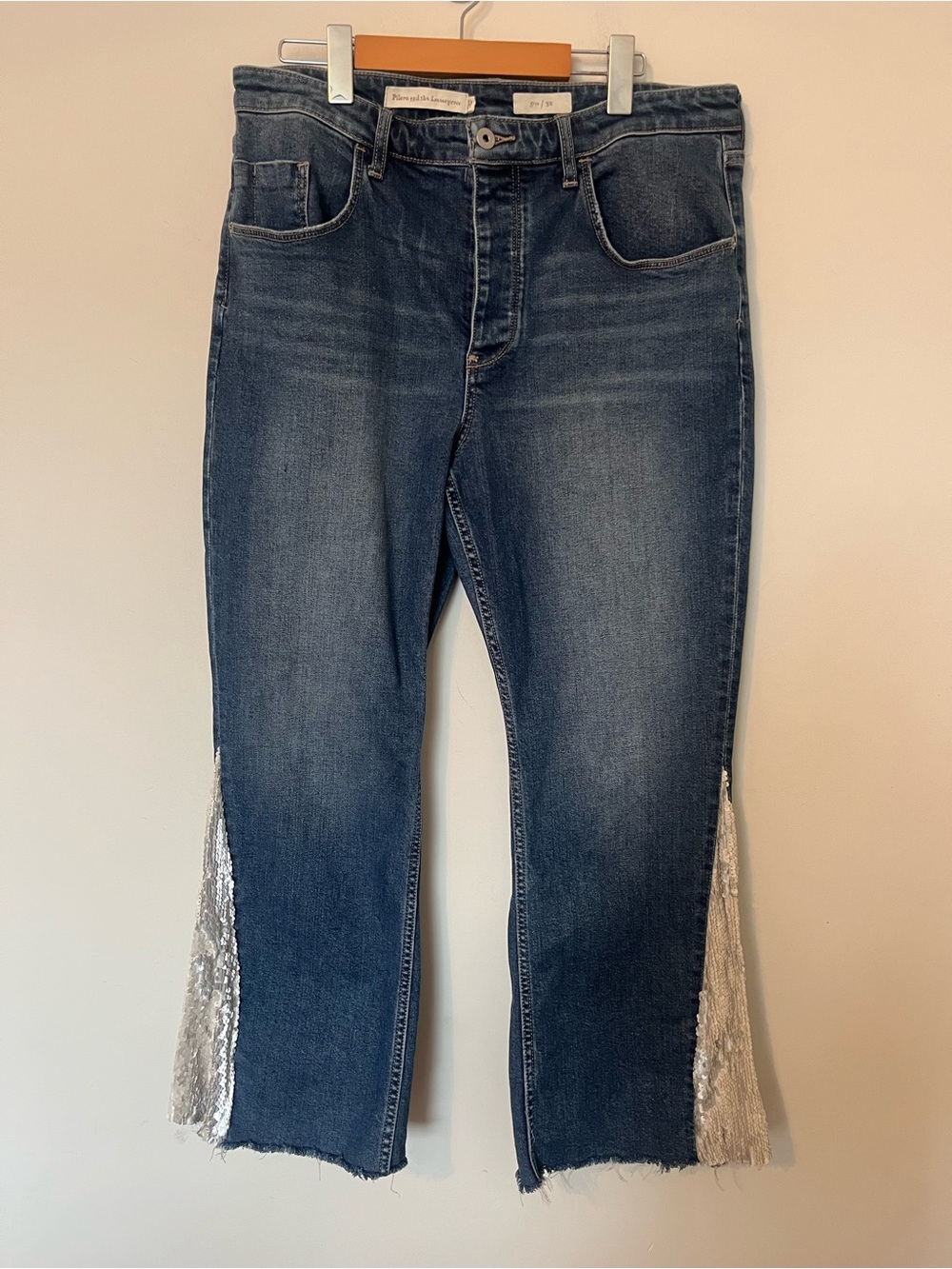 Pilcro Anthropologie High-Rise Sequined Flare Jeans Size 32 Denim - Picture 5 of 14